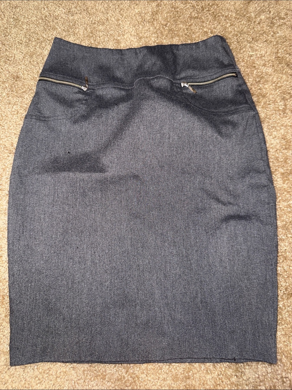 Gray Pencil Skirt with Zipper Detail